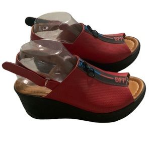 Handmade sling back leather wedges. 38/7.5